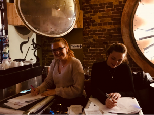 Emma and Sarah Quizmaster Saah and Social Secretary Emma